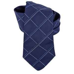 THOMAS PINK MEN'S 3" BLUE GRID DOT PATTERN NECKTIE – 100% SILK – WOVEN IN UK